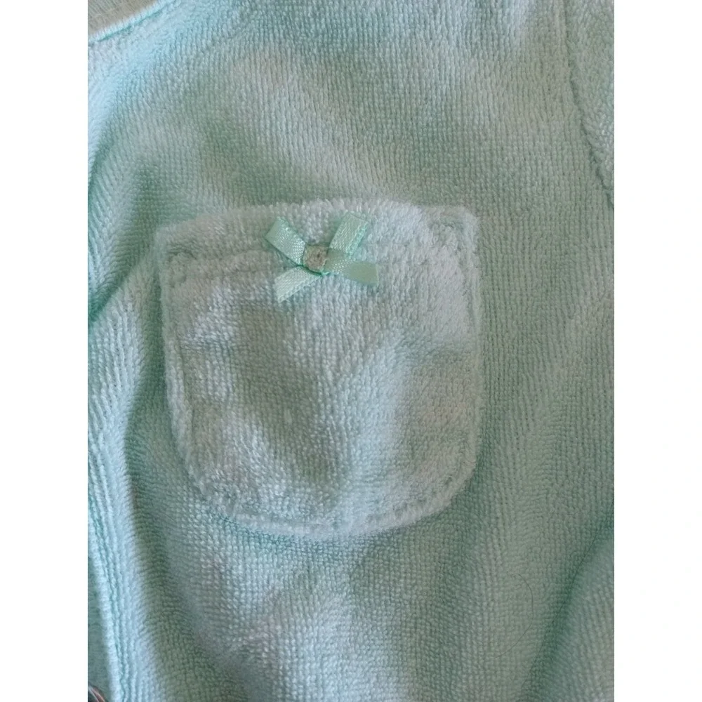 Carter's 6M Girls Green Bow Bear Snap Terry Footed Sleeper